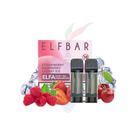 STRAWBERRY RASPBERRY CHERRY ICE 20mg - Pod Precaricata ELFA - 2 Pezzi - Elf Bar