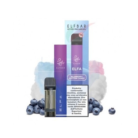 ELFA Device + Pod Precaricata BLUEBERRY COTTON CANDY 20mg - Elf Bar